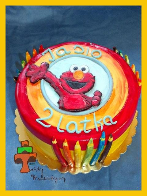 Tort Elmo - Ulica Sezamkowa #elmo #kredki #ŚwiatElmo #tort #TortDlaDzieci #TortUrodzinowy #TortyKraków #TortyWalentynki #UlicaSezamkowa